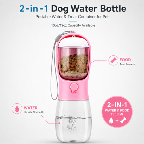Dog water bottle - 2-in-1,